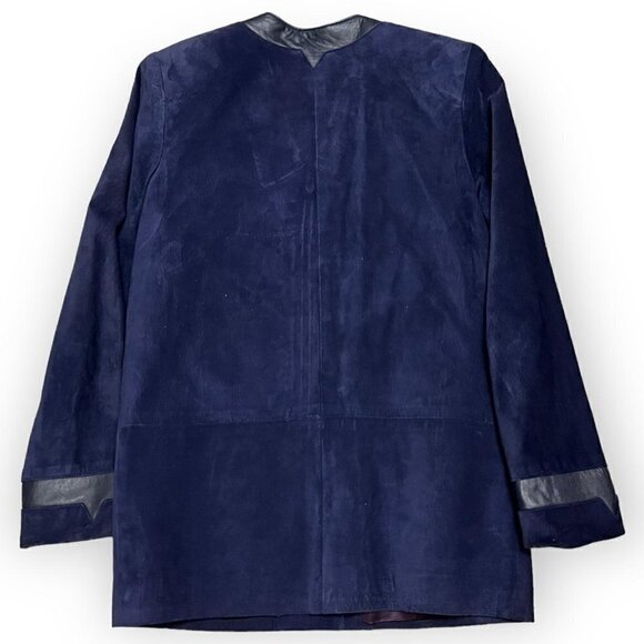 Vintage 90s Genuine LEATHER Suede DANIER Luxury Designer Blue Jacket - Womens XS - Picture 4 of 4